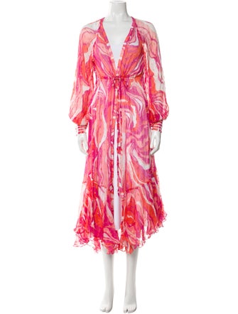 Rococo Sand Printed Mesh Accents Robe