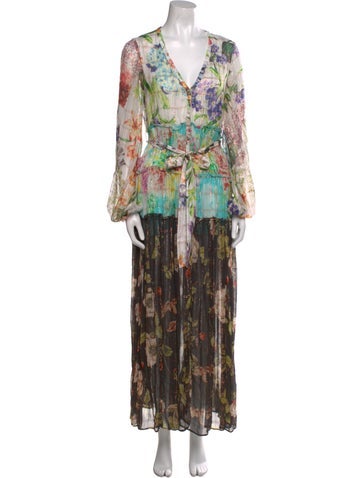 Pre-owned Rococo Sand Floral Print Long Dress In White