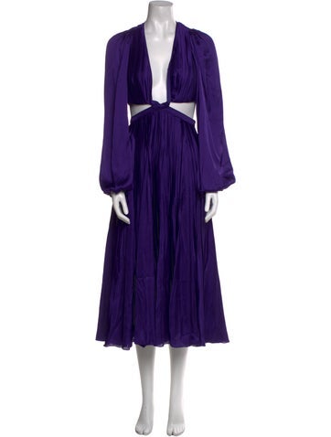 Pre-owned Rococo Sand Plunge Neckline Long Dress In Purple