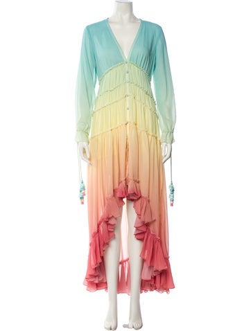 Pre-owned Rococo Sand Striped Long Dress In Yellow