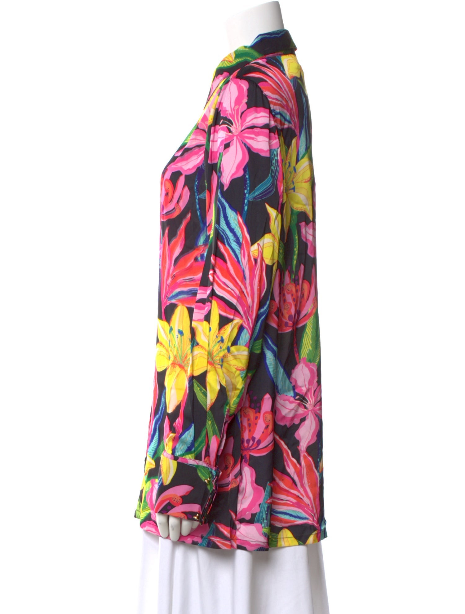 Rococo Sand Floral Print Long Sleeve Button-Up Top