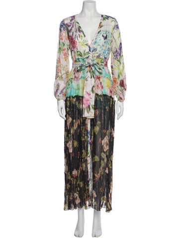 Pre-owned Rococo Sand Floral Print Long Dress In Black