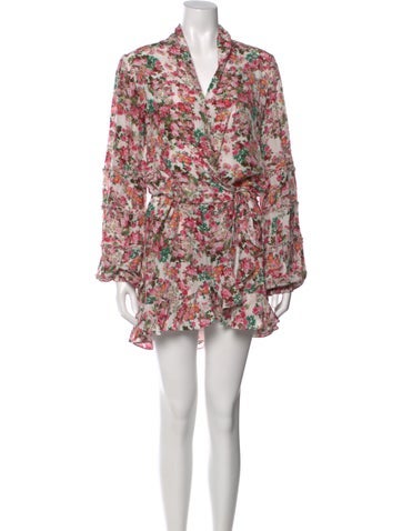 Pre-owned Rococo Sand Floral Print Mini Dress In White