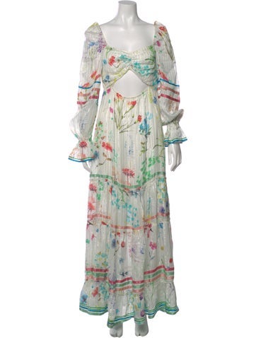 Pre-owned Rococo Sand Printed Long Dress In White