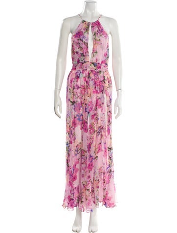 Pre-owned Rococo Sand Floral Print Long Dress In Pink