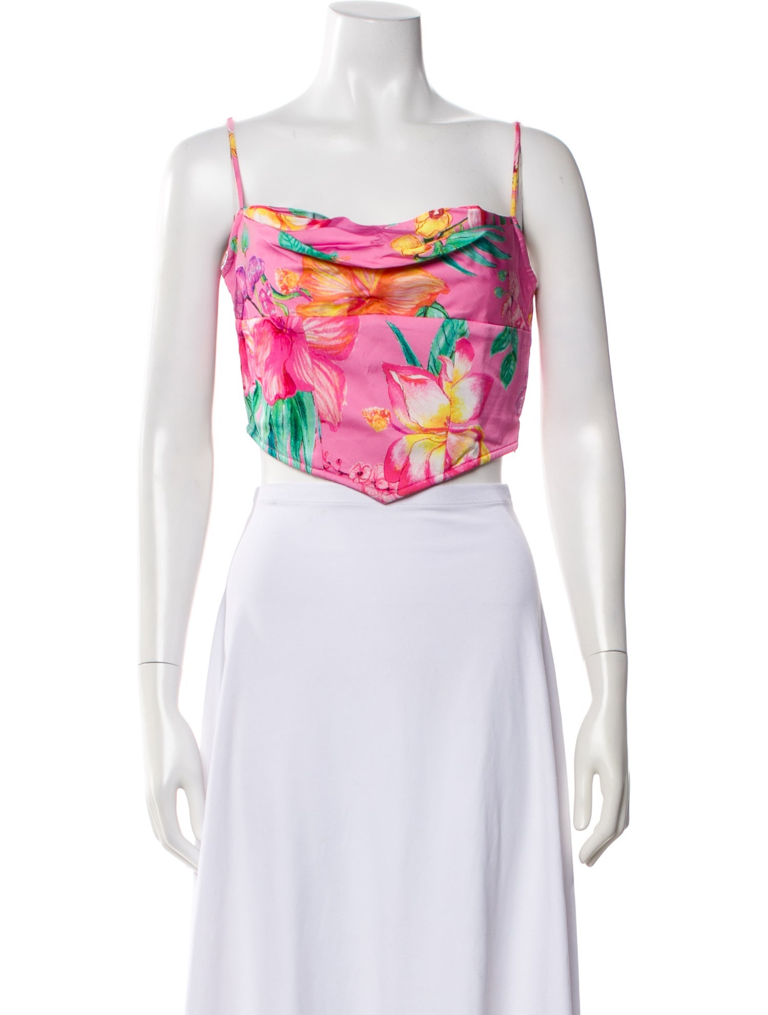 Rococo Sand Floral Print Cowl Neck Crop Top