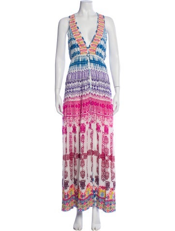 Pre-owned Rococo Sand Silk Long Dress In Purple