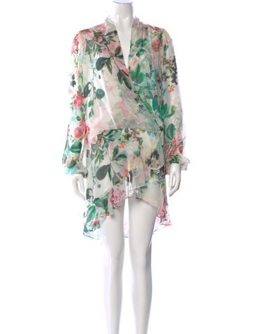 Pre-owned Rococo Sand Floral Print Mini Dress In Neutral