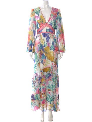 Pre-owned Rococo Sand Floral Print Long Dress W/ Tags In Pink