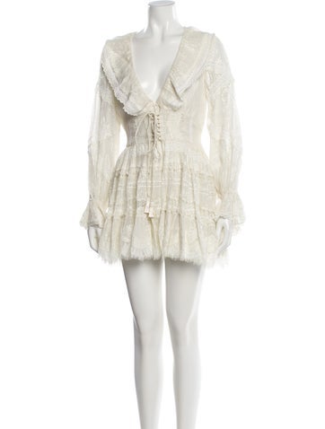 Pre-owned Rococo Sand V-neck Mini Dress W/ Tags