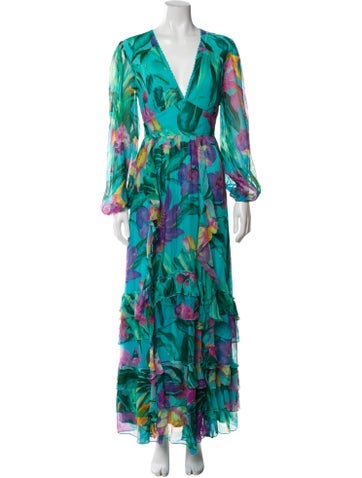 Pre-owned Rococo Sand Floral Print Long Dress In Multi