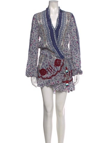 Pre-owned Rococo Sand Silk Mini Dress In Blue