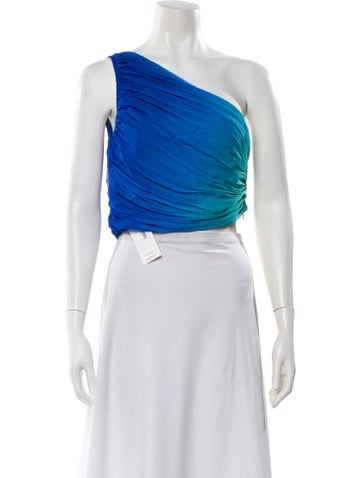 Pre-owned Rococo Sand Printed One-shoulder Blouse In Blue