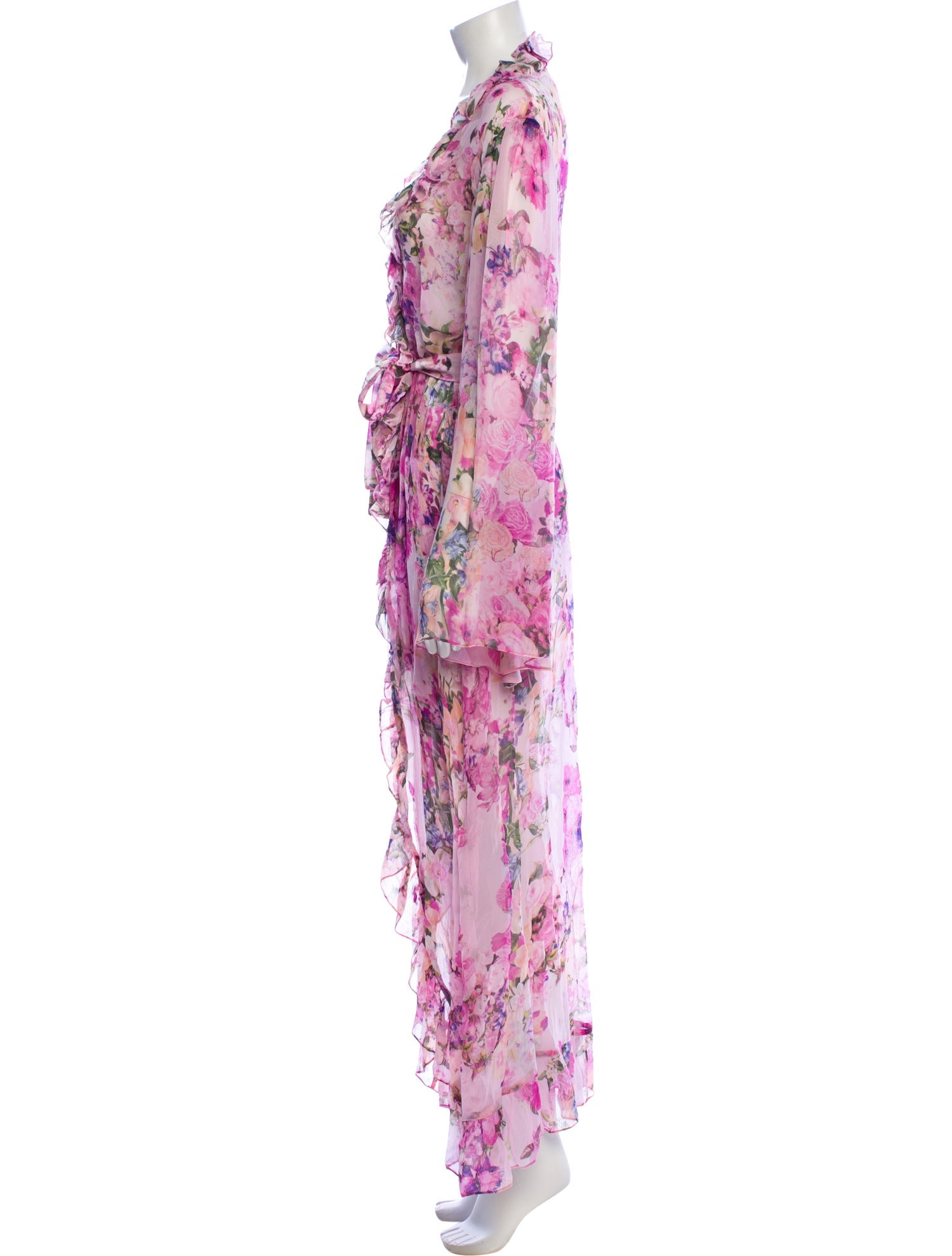 Rococo Sand Floral Print Ruffle Embellishment Robe