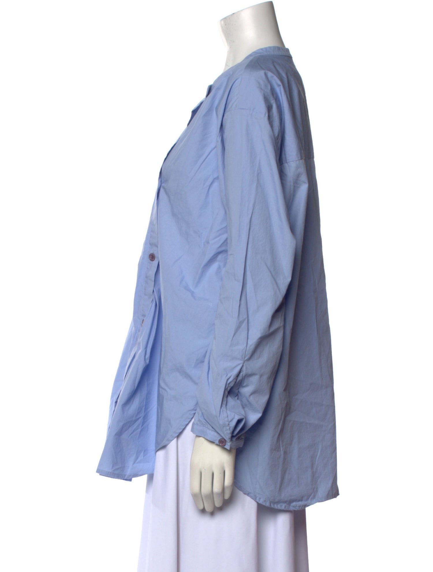 Roucha Crew Neck Long Sleeve Button-Up Top