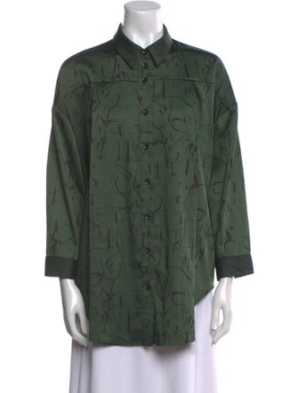 Roucha Printed Three-Quarter Sleeve Button-Up Top