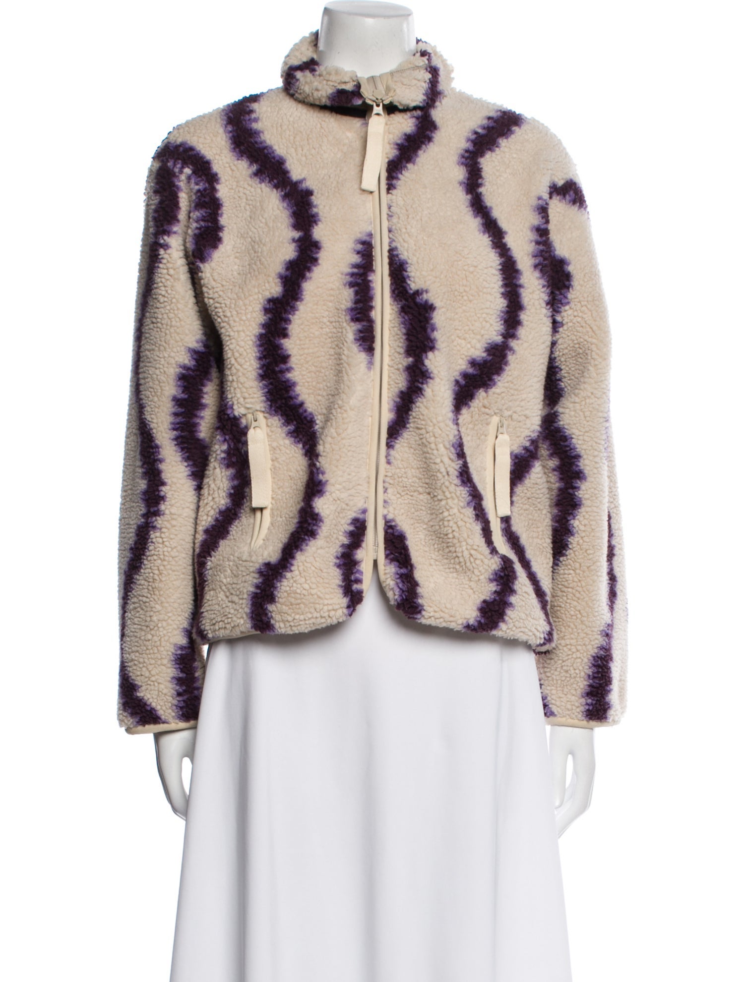 Roucha Striped Faux Fur Jacket
