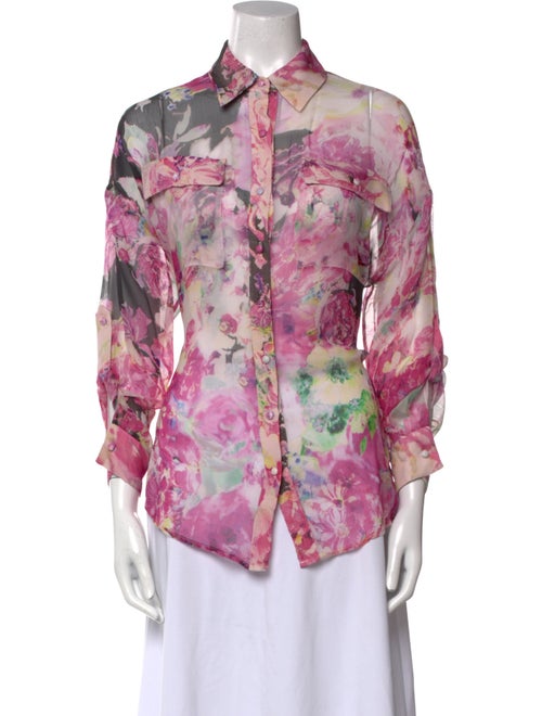 Rococco Sands Floral Print Three-Quarter Sleeve Button-Up Top