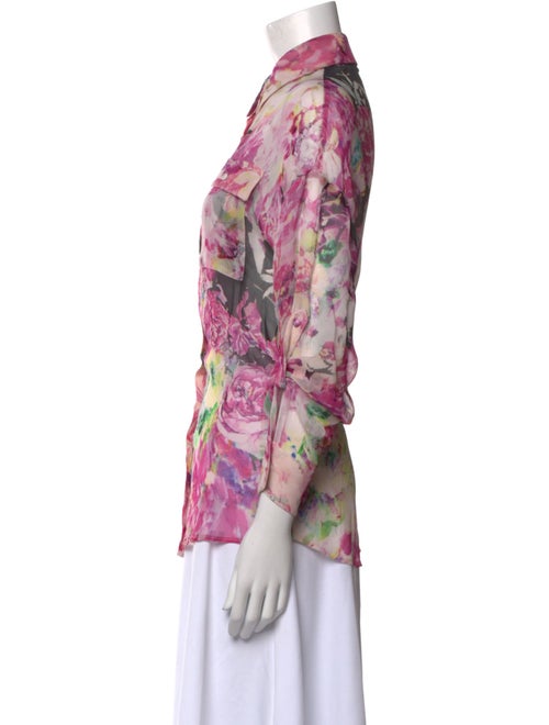 Rococco Sands Floral Print Three-Quarter Sleeve Button-Up Top