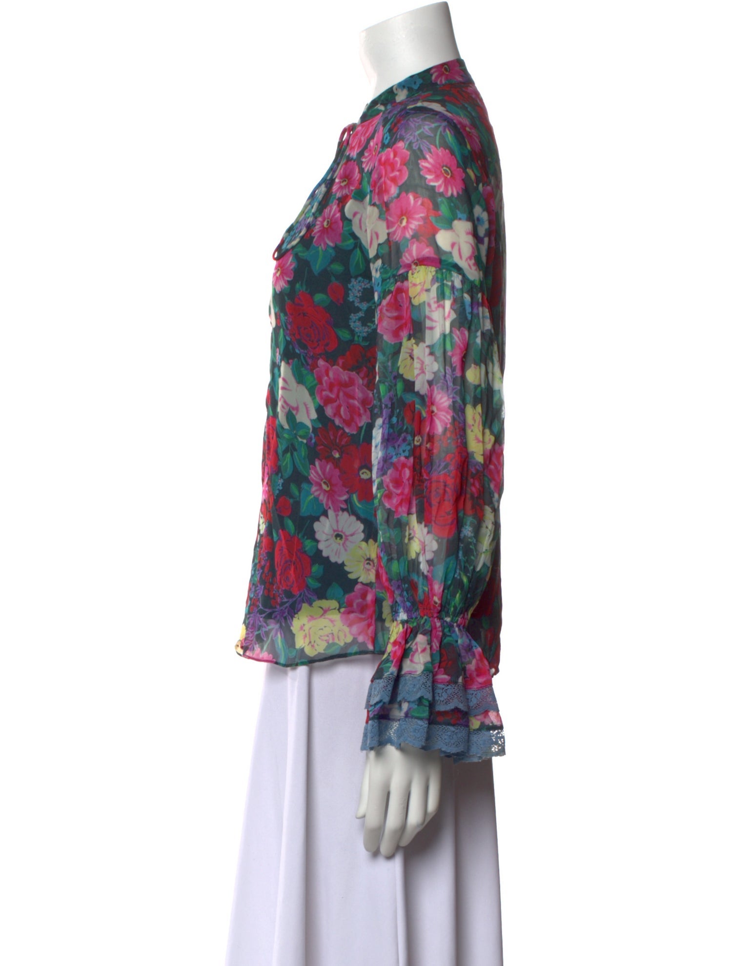 Rococco Sands Floral Print Mock Neck Blouse