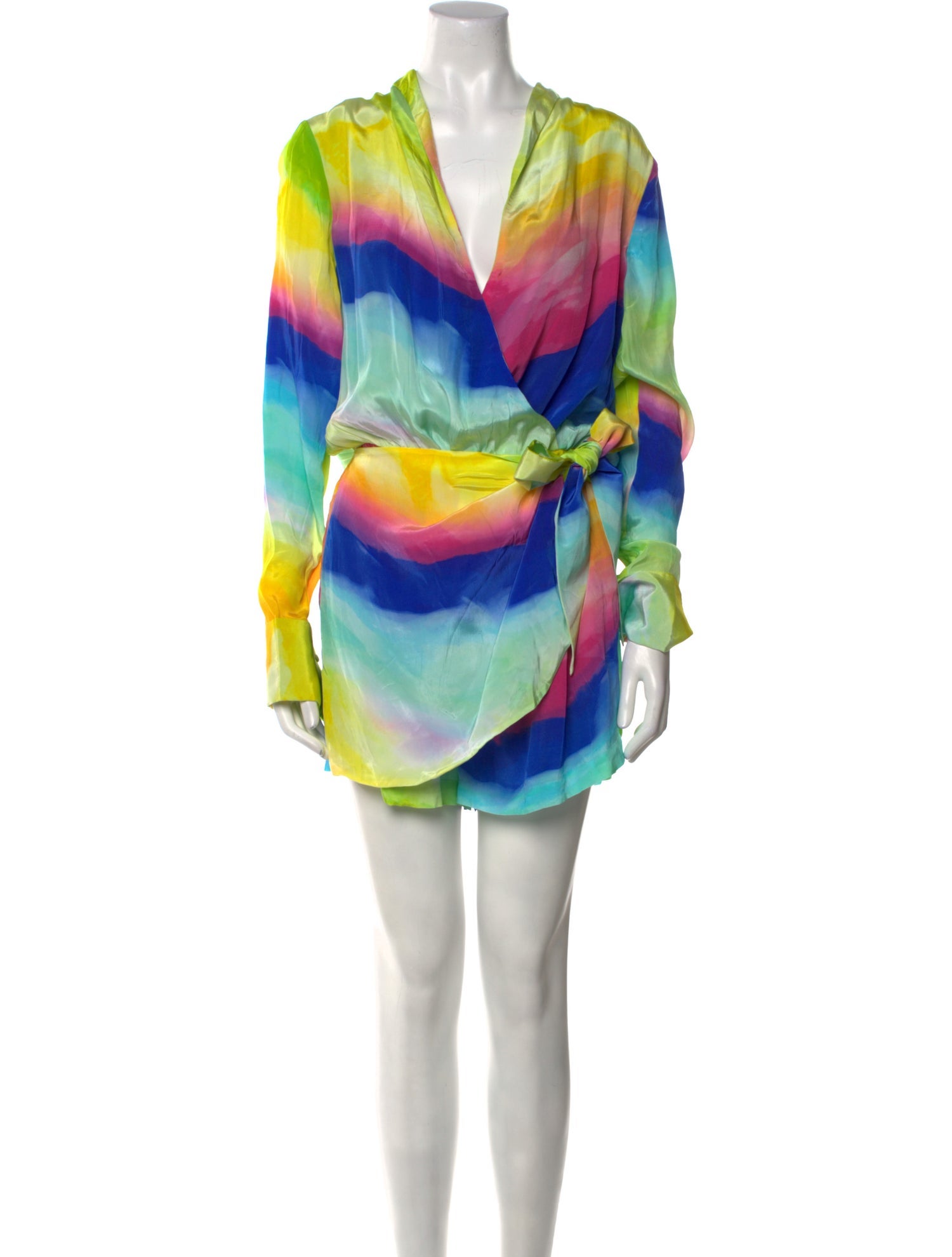 Rococco Sands Tie-Dye Print Plunge Neckline Romper w/ Tags