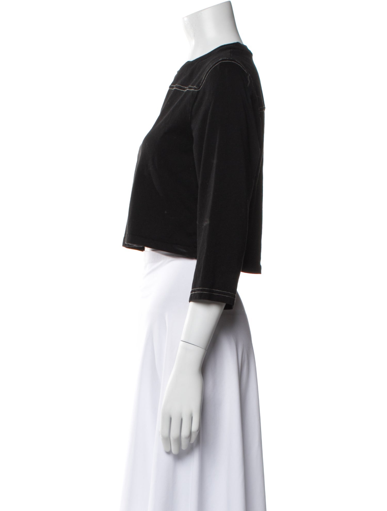 Re/Done x Hanes Crew Neck Three-Quarter Sleeve Crop Top