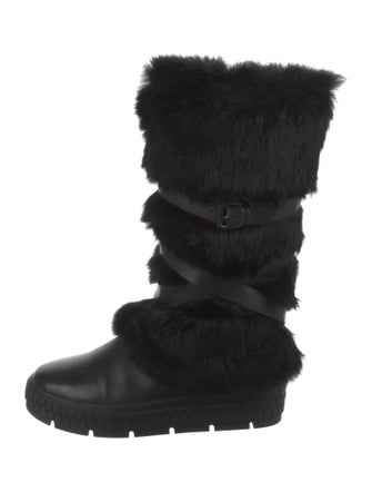 Rudsak Leather Fur Trim Lace-Up Boots