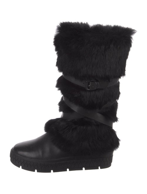 Rudsak Leather Fur Trim Lace-Up Boots