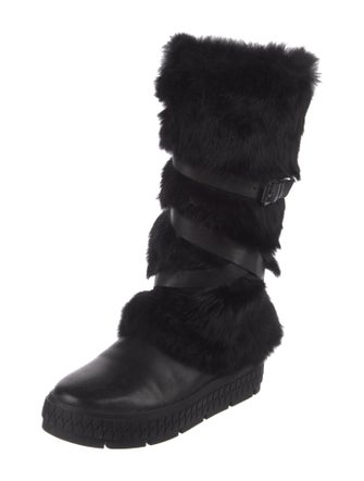 Rudsak Leather Fur Trim Lace-Up Boots