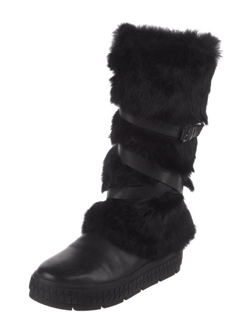 Rudsak Leather Fur Trim Lace-Up Boots