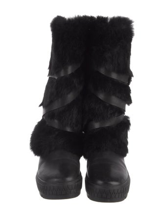 Rudsak Leather Fur Trim Lace-Up Boots