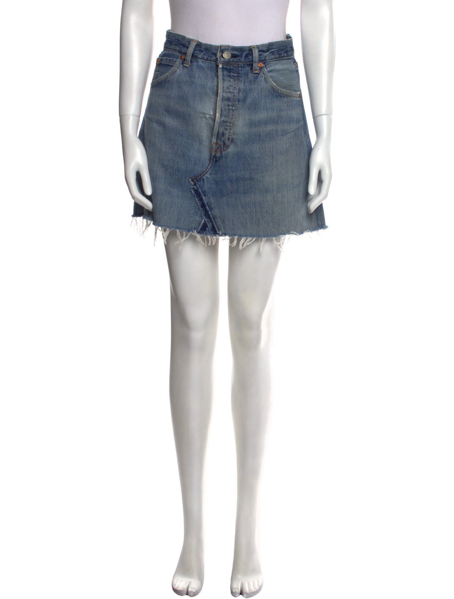 Re/Done X Levis Raw-Edge Trim Mini Skirt