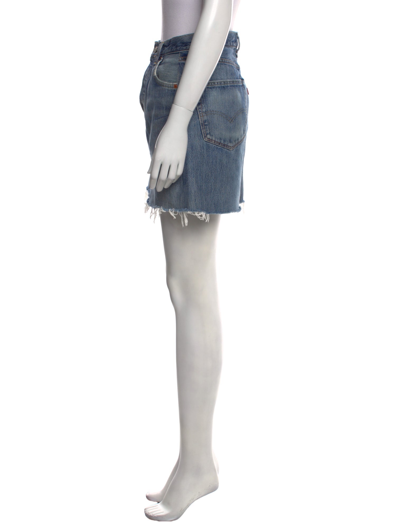 Re/Done X Levis Raw-Edge Trim Mini Skirt