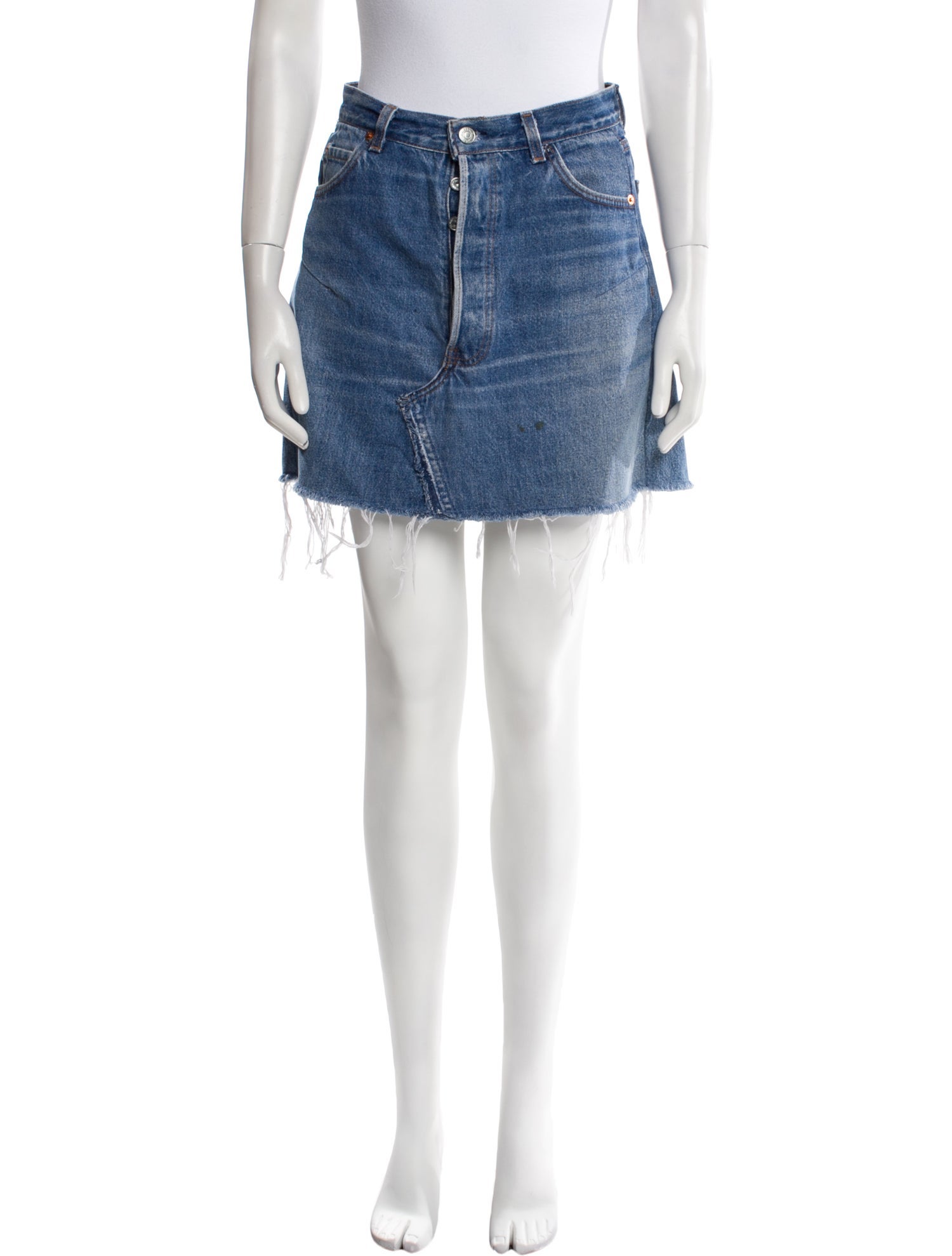 Re/Done X Levis Raw-Edge Trim Mini Skirt