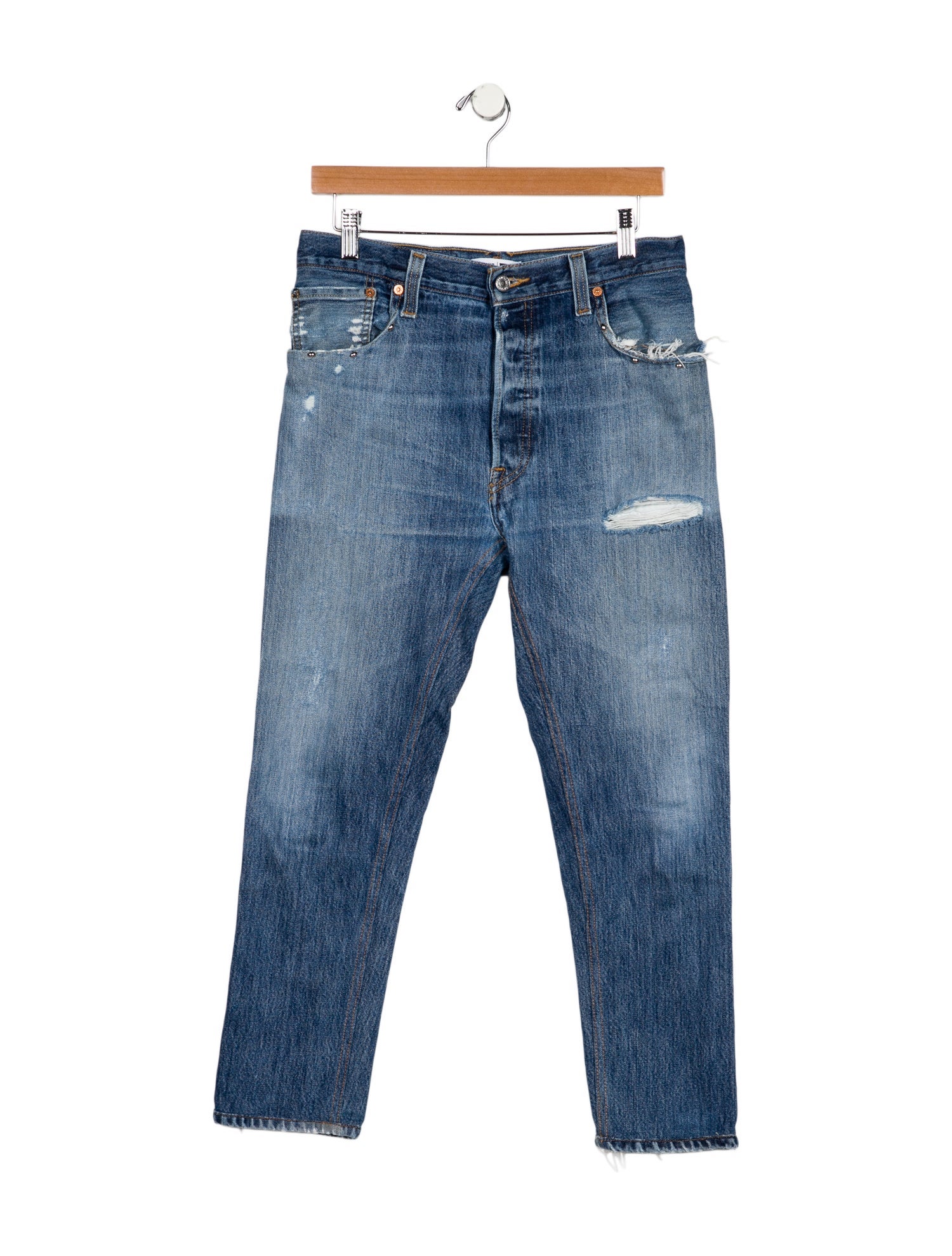 Re/Done X Levis Mid-Rise Straight Leg Jeans