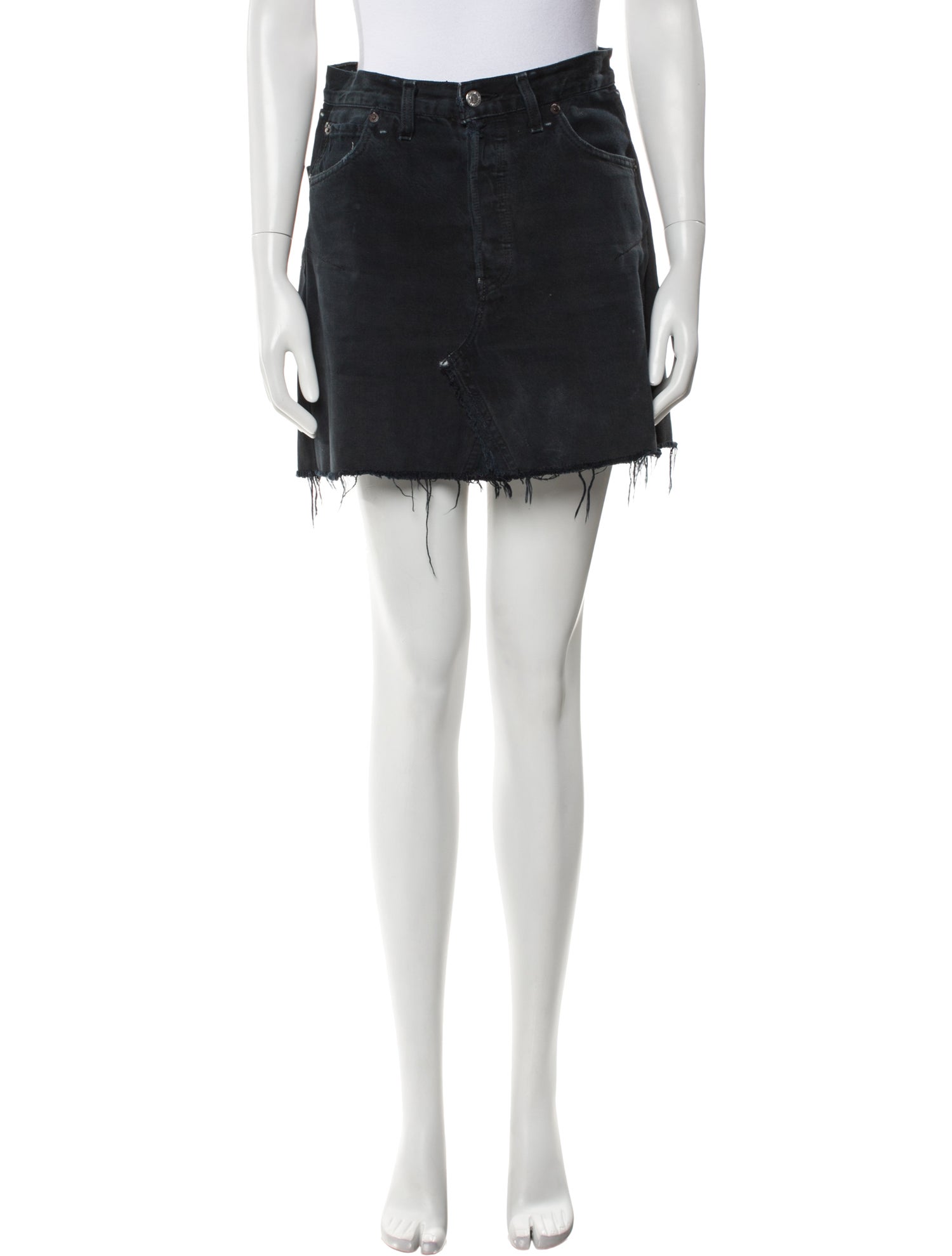 Re/Done X Levis Raw-Edge Trim Mini Skirt