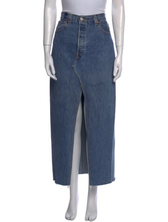 Re/Done X Levis Fringe Trim Accent Midi Length Skirt