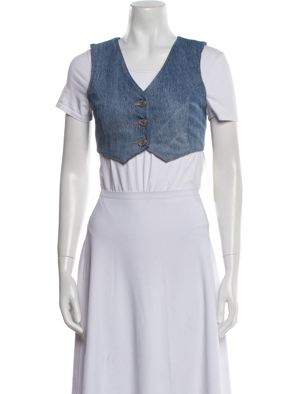 Re/Done X Levis Vest Blue & White Collarless - image 1