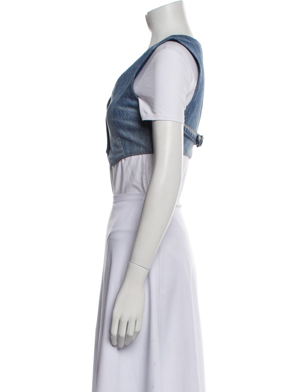 Re/Done X Levis Vest Blue & White Collarless - image 2