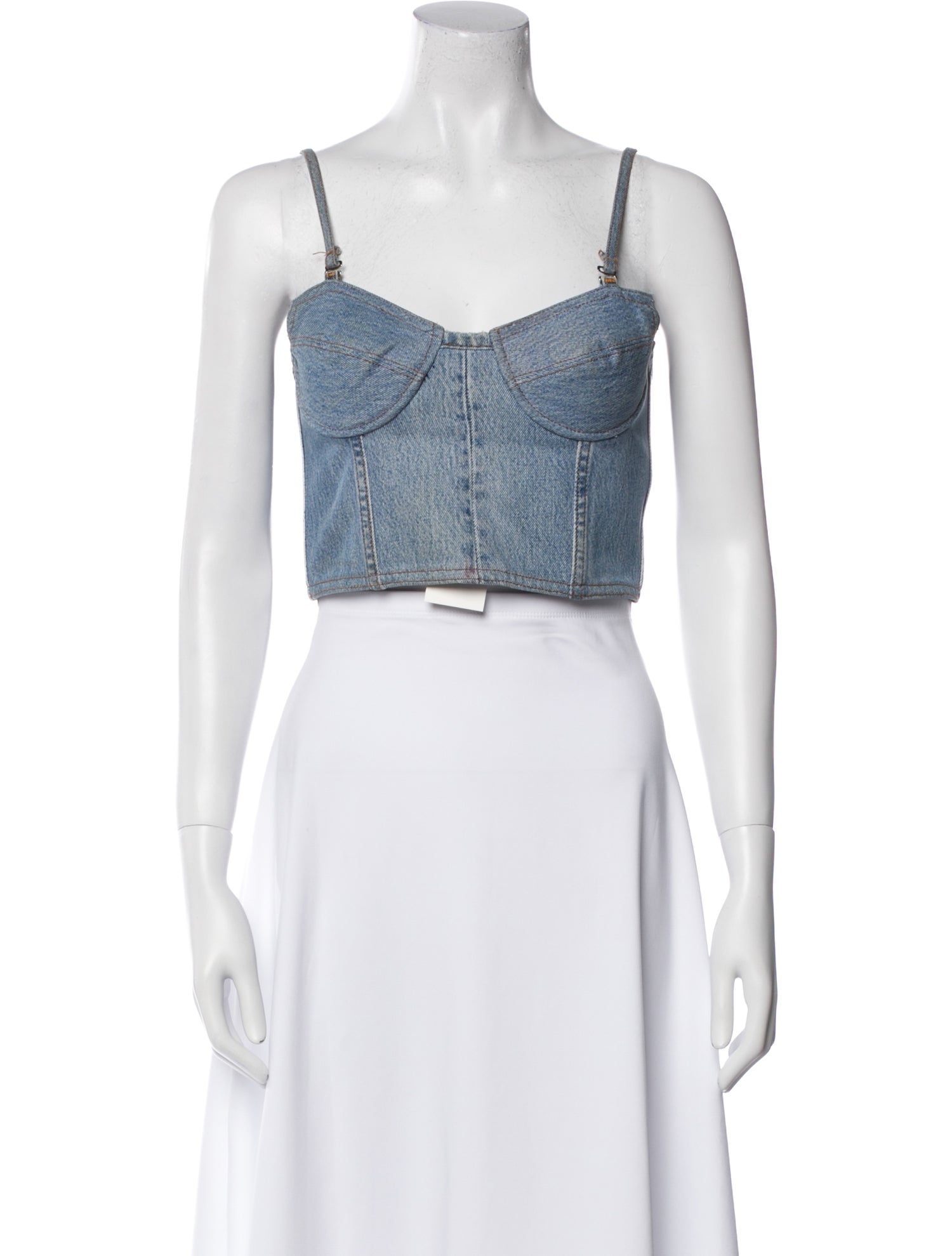 Re/Done X Levis Square Neckline Sleeveless Crop Top