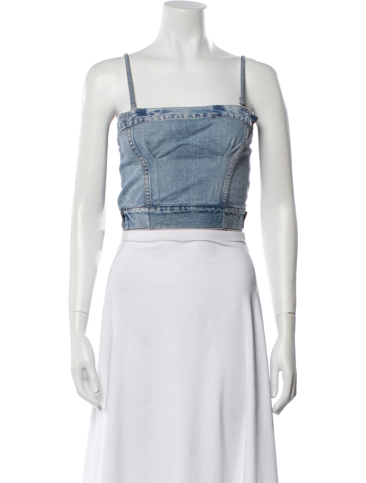 Re/Done X Levis Square Neckline Sleeveless Crop Top