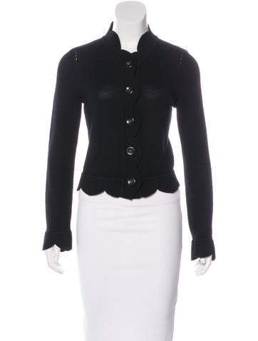 Red Valentino Scalloped Wool Cardigan