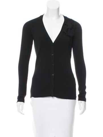 Red Valentino Bow-Accented Wool Cardigan