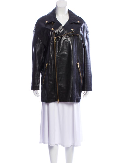Red Valentino Leather Biker Jacket Red