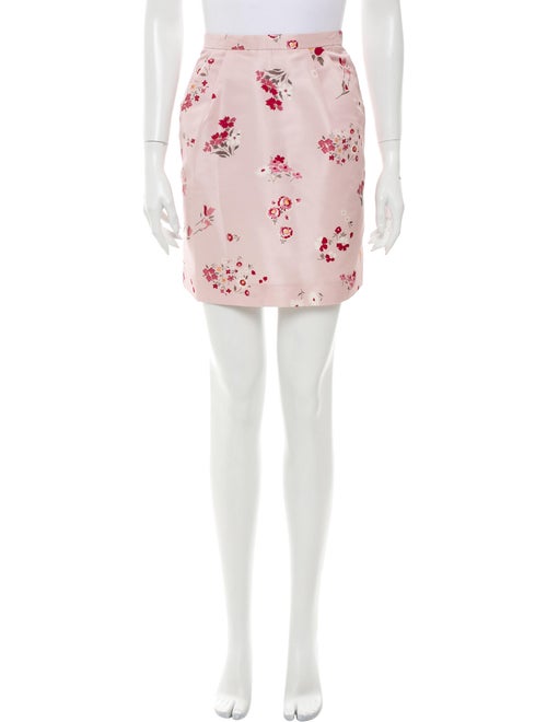 Red Valentino Floral Print Mini Skirt Red
