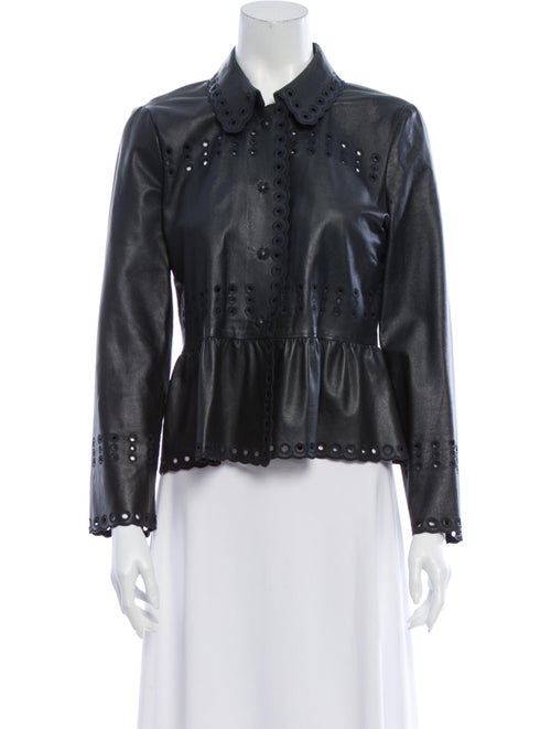 Red Valentino Lamb Leather Biker Jacket Red