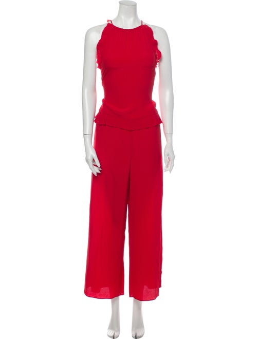 Red Valentino Crew Neck Jumpsuit Red