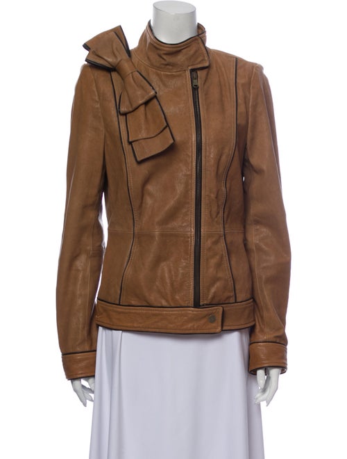 Red Valentino Lamb Leather Biker Jacket Red