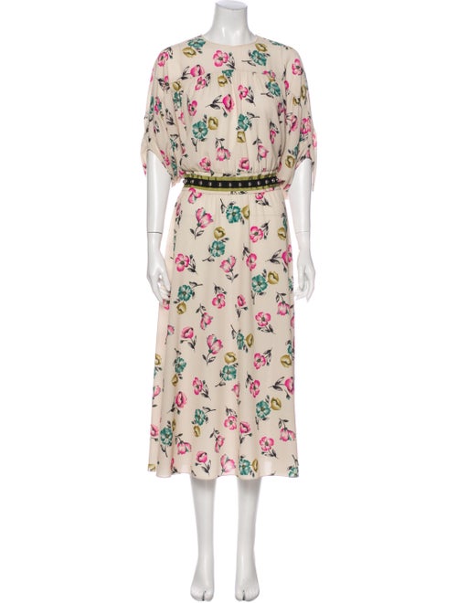 Red Valentino Floral Print Long Dress Red