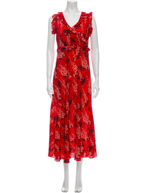 Red Valentino Silk Long Dress Red